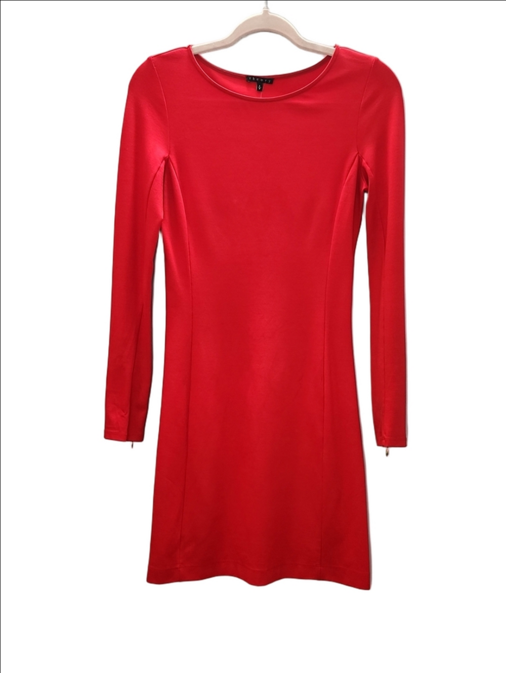 THEORY Red kalion pryor Long zipper detail Sleeves Sheath Dress